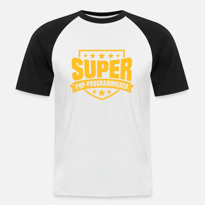 Super PHP-Programmierer - Männer Baseball-T-Shirt - Weiß/Schwarz