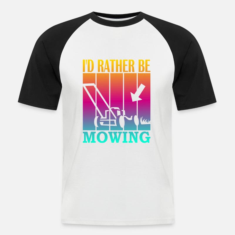 I'd rather be mowing - Männer Baseball-T-Shirt - Weiß/Schwarz