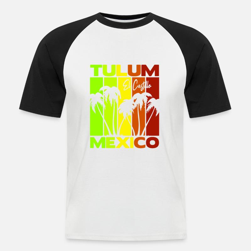 Tulum El Castillo Mexico - Männer Baseball-T-Shirt - Weiß/Schwarz