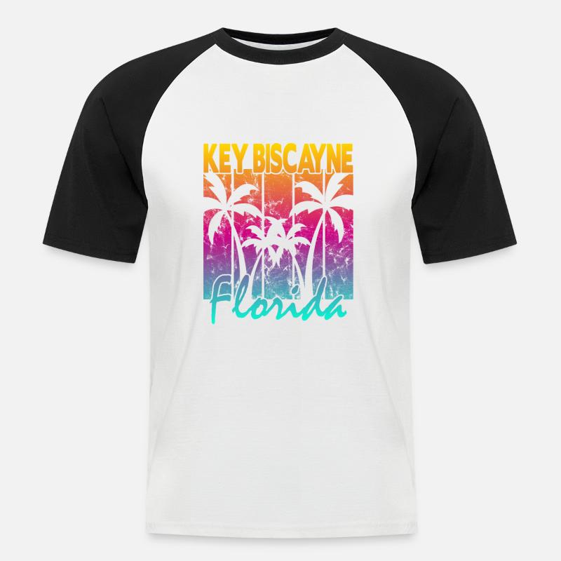 Key Biscayne Florida - Männer Baseball-T-Shirt - Weiß/Schwarz