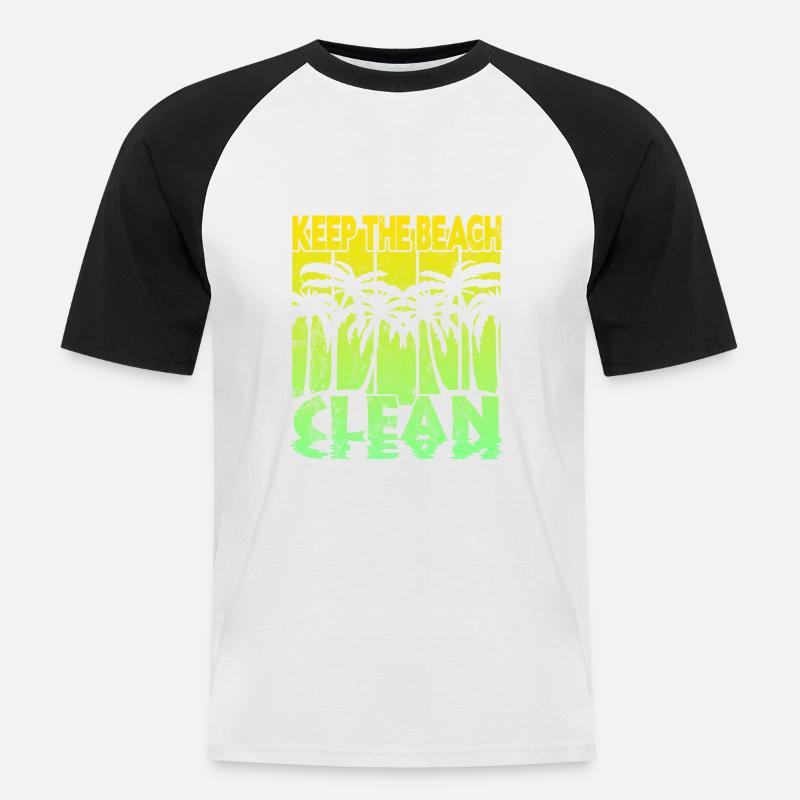 Keep the Beach clean - Männer Baseball-T-Shirt - Weiß/Schwarz