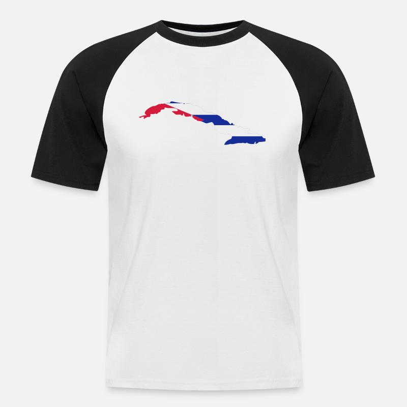 Cuba Shape Flag - Männer Baseball-T-Shirt - Weiß/Schwarz