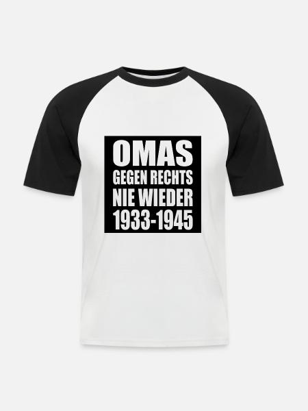 Omas gegen rechts - Männer Baseball-T-Shirt - Weiß/Schwarz