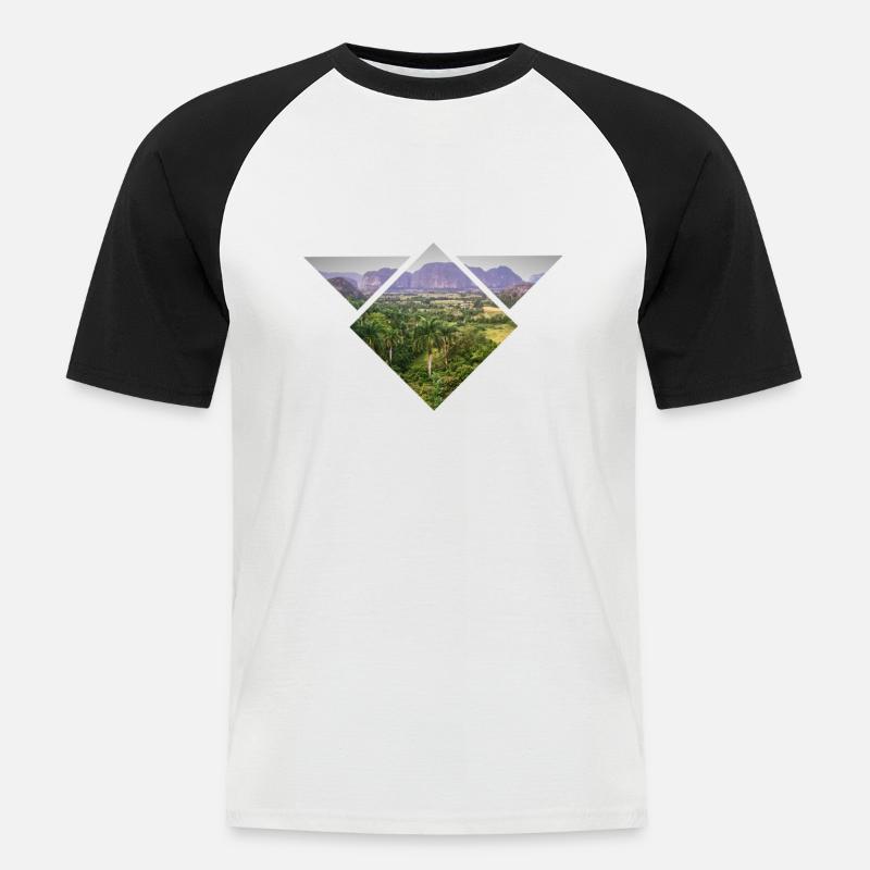 Triangular Steppe - Men's Baseball T-Shirt - white/black
