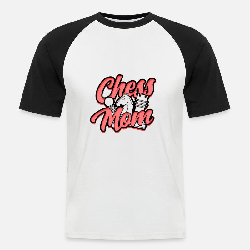 Schach Mutter – Mutter Schachkameraden - Männer Baseball-T-Shirt - Weiß/Schwarz