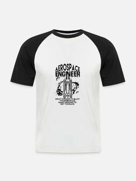 Funny Aerospace Engineer Raumfahrt - Flugzeug - Männer Baseball-T-Shirt - Weiß/Schwarz