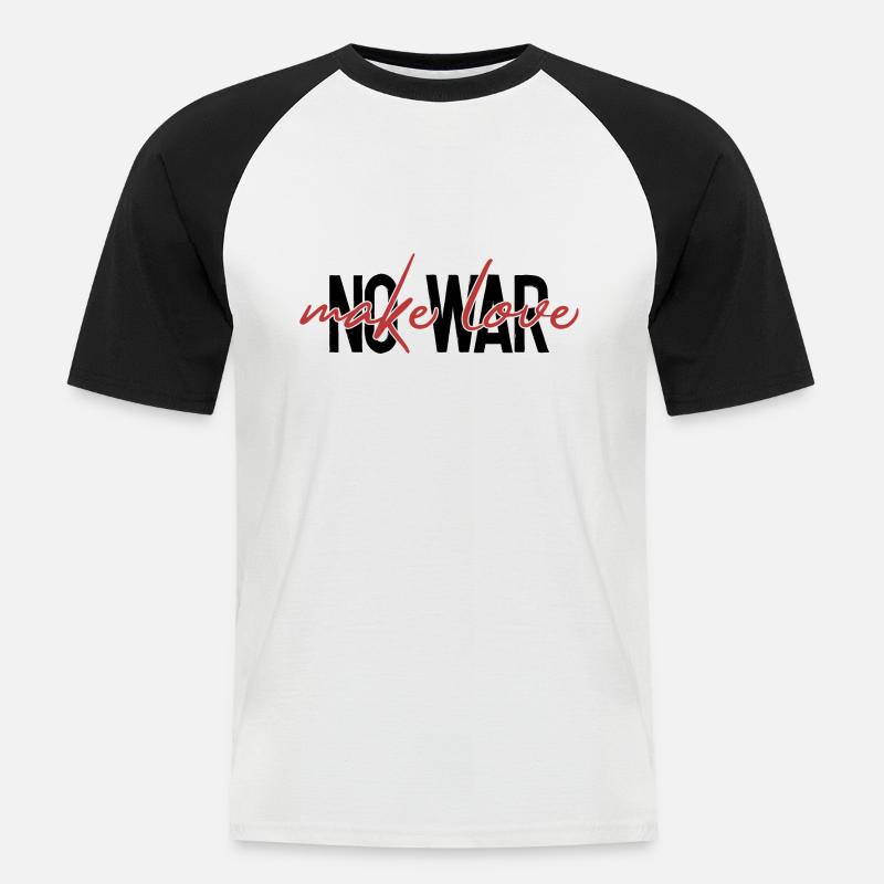 Make love - no war - Männer Baseball-T-Shirt - Weiß/Schwarz