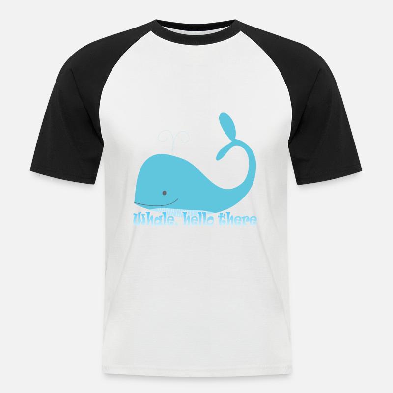 whale hello there - wal - Männer Baseball-T-Shirt - Weiß/Schwarz