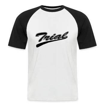 Trial - Männer Baseball-T-Shirt - Weiß/Schwarz - Vorne - Nik (191cm)