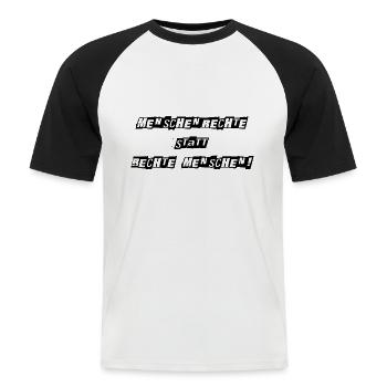 Menschenrechte - Männer Baseball-T-Shirt - Weiß/Schwarz - Vorne - Nik (191cm)