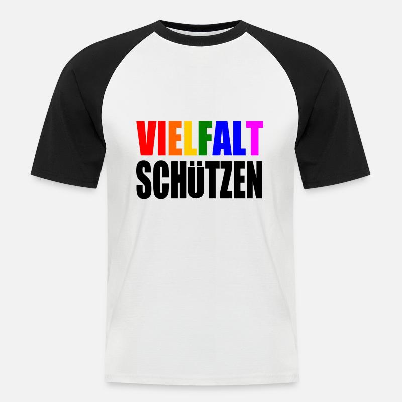 vielfalt schützen - Männer Baseball-T-Shirt - Weiß/Schwarz