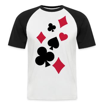 Spielkarten - Männer Baseball-T-Shirt - Weiß/Schwarz - Vorne - Nik (191cm)