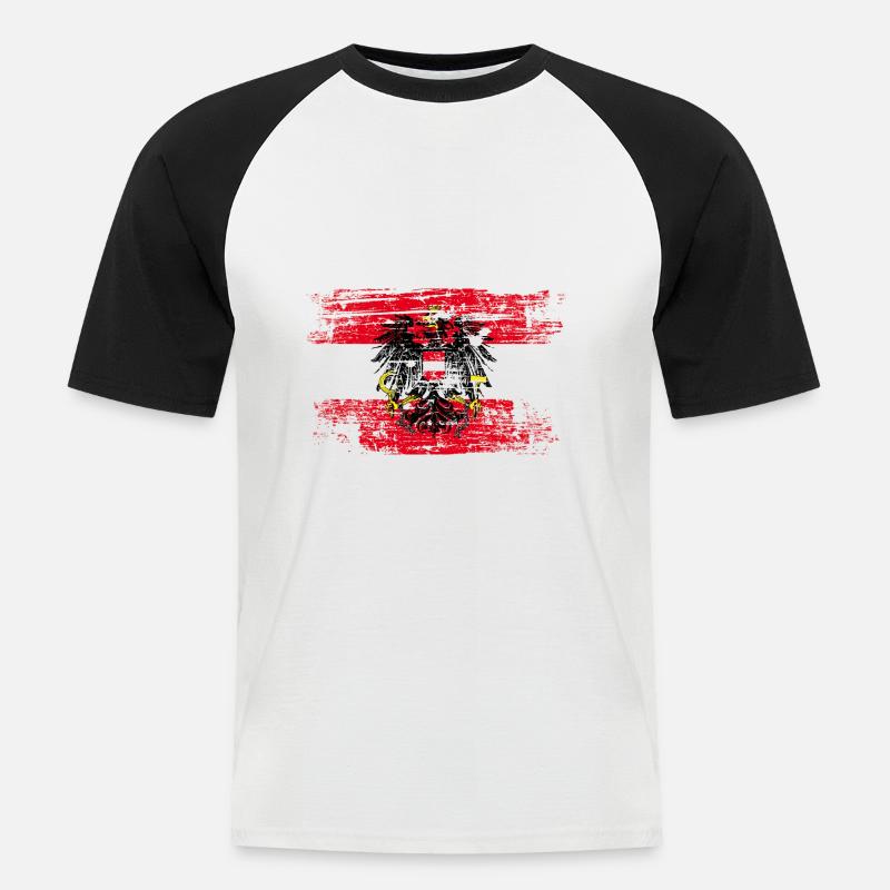 Austria Austria flag flag eagle - Men's Baseball T-Shirt - white/black