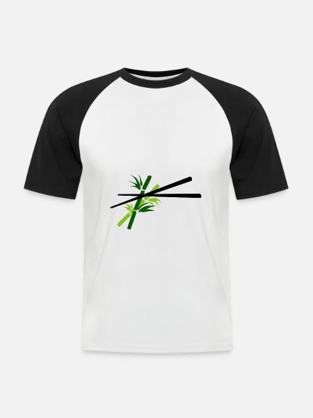 Essstäbchen Bambus - chopsticks bamboo - Männer Baseball-T-Shirt - Weiß/Schwarz