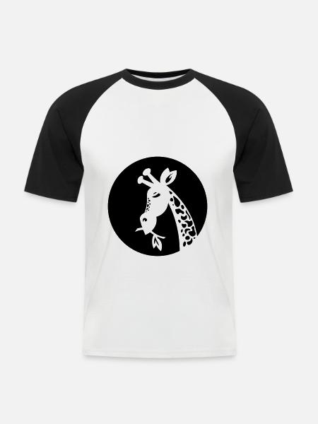 Girafe - girafe - safari - T-shirt baseball manches courtes Homme - blanc/noir