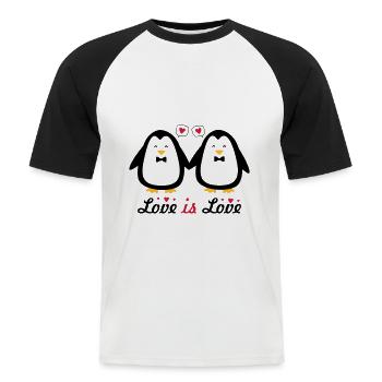 love is love gay pride - T-shirt baseball manches courtes Homme - blanc/noir - Devant - Nik (191cm)