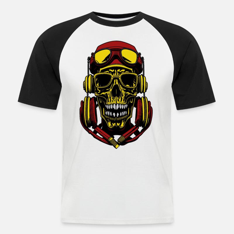 Enthüllungen enthüllt, erleuchteter Schädel - Männer Baseball-T-Shirt - Weiß/Schwarz