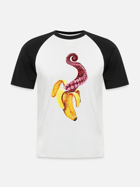 Wirbelnde Mutant-Banane - Männer Baseball-T-Shirt - Weiß/Schwarz