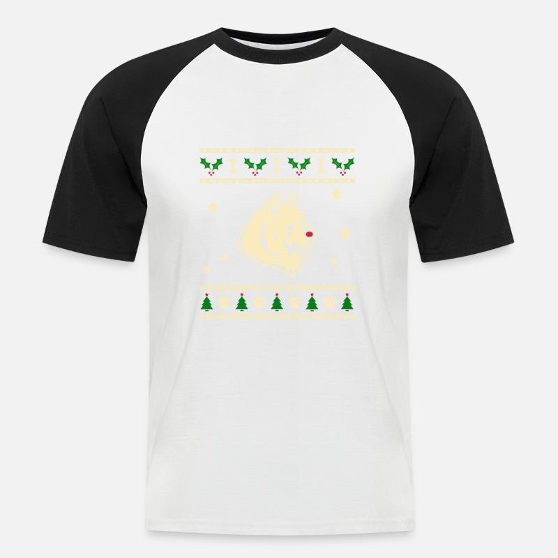 Samojeden Weihnachtsgeschenk - Männer Baseball-T-Shirt - Weiß/Schwarz