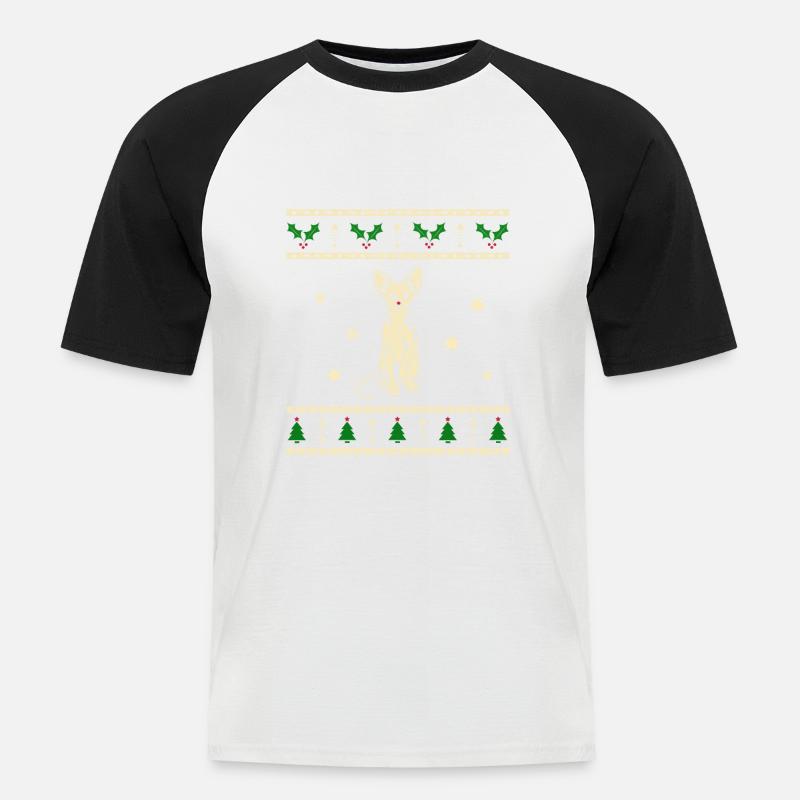 Sphynx Weihnachtsgeschenk - Männer Baseball-T-Shirt - Weiß/Schwarz