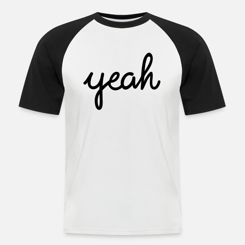 yeah Typografie - Männer Baseball-T-Shirt - Weiß/Schwarz