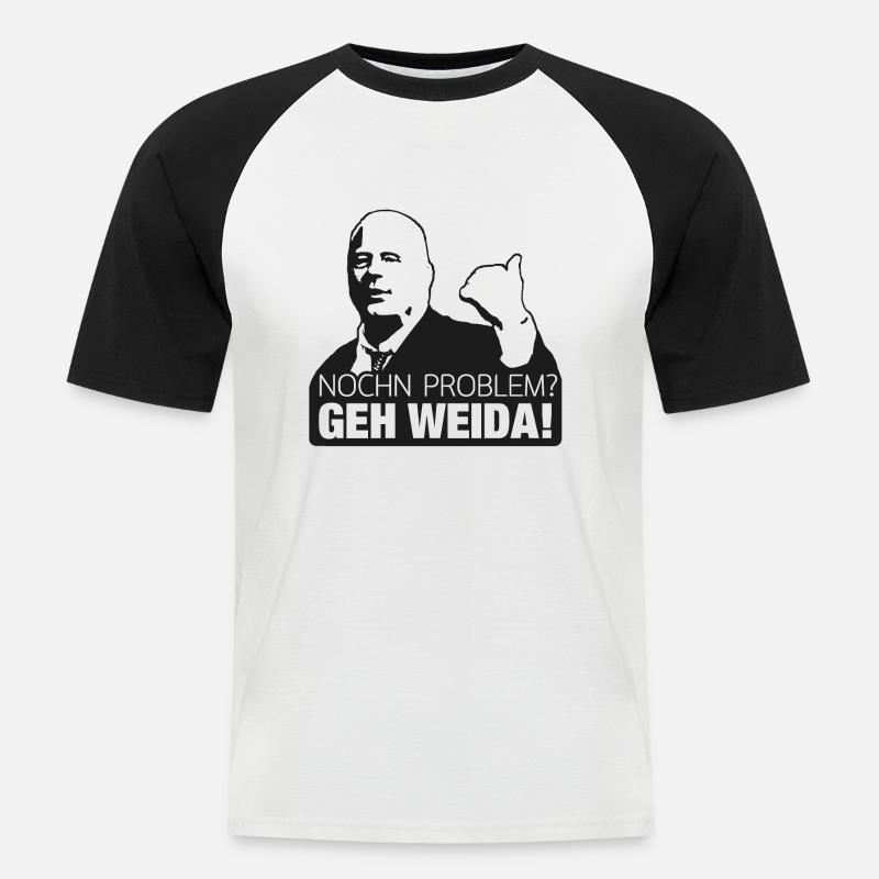 Problem? geh weida - Männer Baseball-T-Shirt - Weiß/Schwarz