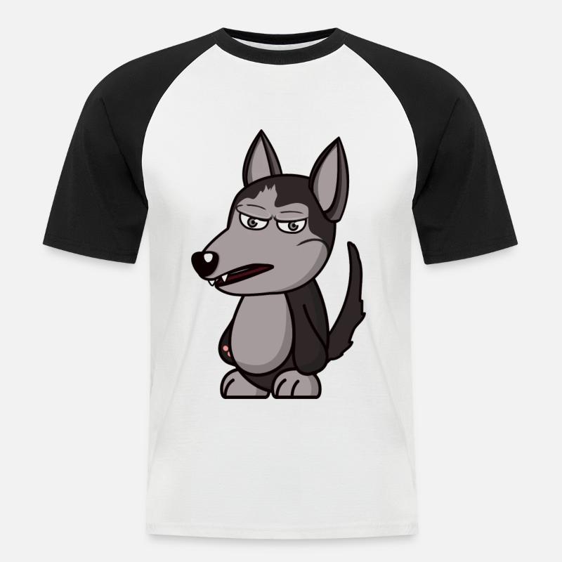 wütender Wolf angry grumpy Geschenk - Männer Baseball-T-Shirt - Weiß/Schwarz