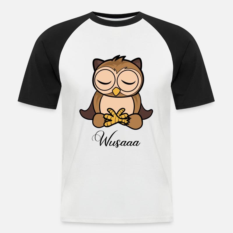 Auszeit Durchatmen Wusaaa Eule - Männer Baseball-T-Shirt - Weiß/Schwarz