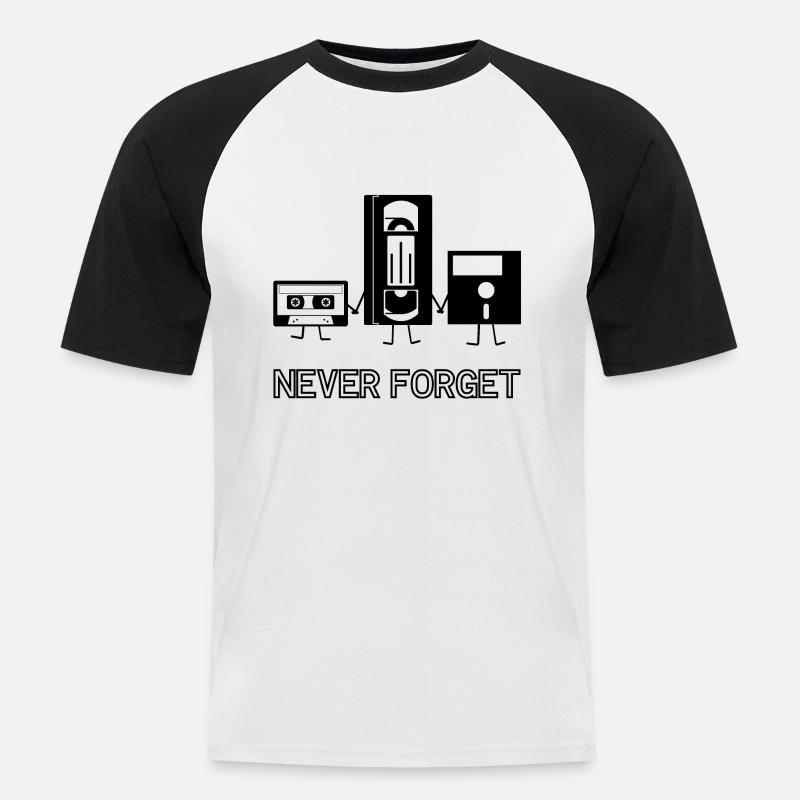 Never Forget - Männer Baseball-T-Shirt - Weiß/Schwarz