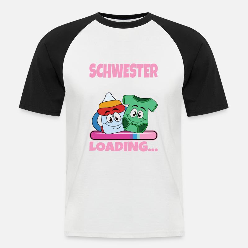 Schwester werden Schwester 2024 - Männer Baseball-T-Shirt - Weiß/Schwarz
