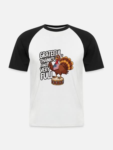 Lustiger Thanksgiving Truthahn - Männer Baseball-T-Shirt - Weiß/Schwarz