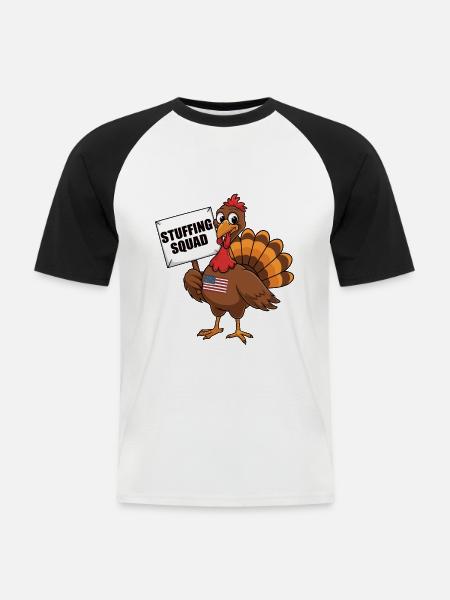 Lustiger Thanksgiving Truthahn - Männer Baseball-T-Shirt - Weiß/Schwarz