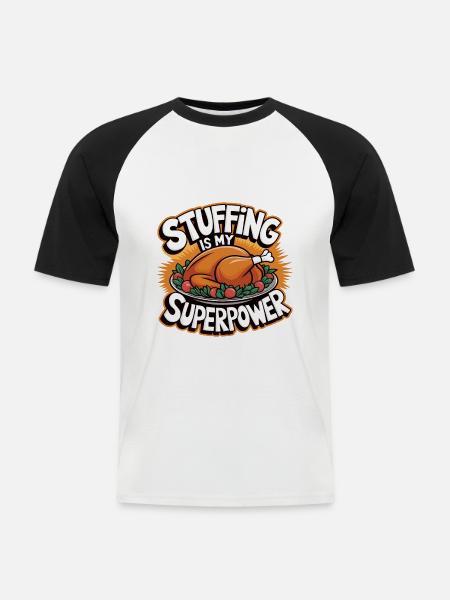 Lustiger Thanksgiving Truthahn - Männer Baseball-T-Shirt - Weiß/Schwarz