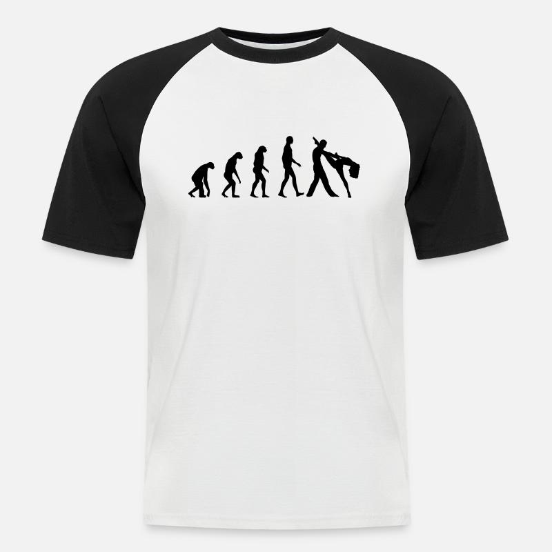 Evolution Dance - Männer Baseball-T-Shirt - Weiß/Schwarz