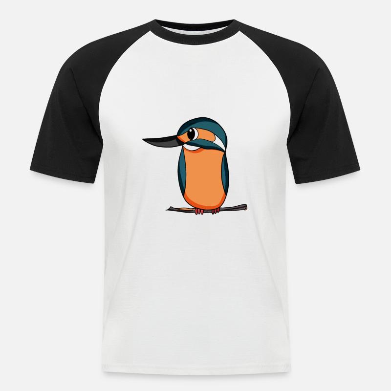 Eisvogel Blauer Vogel - Männer Baseball-T-Shirt - Weiß/Schwarz
