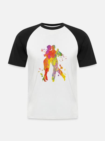 Tango Argentin Danse Milonga Vals - T-shirt baseball manches courtes Homme - blanc/noir