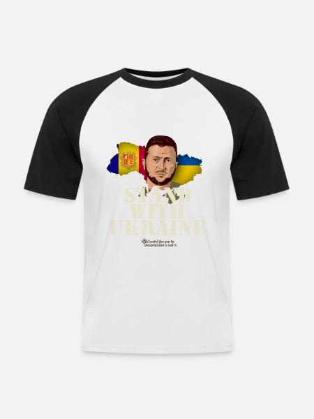 Ukraine Andorra - Männer Baseball-T-Shirt - Weiß/Schwarz