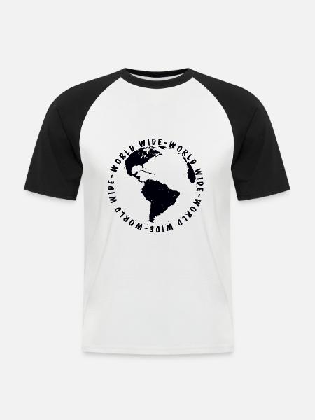 WORLD WIDE - Men's Baseball T-Shirt - white/black