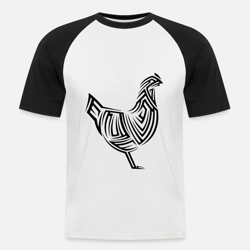 Huhn Tribal Tattoo - Männer Baseball-T-Shirt - Weiß/Schwarz