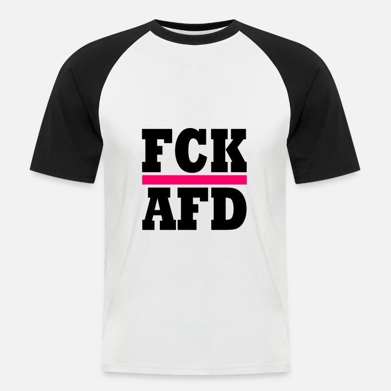 Fck afd - Männer Baseball-T-Shirt - Weiß/Schwarz