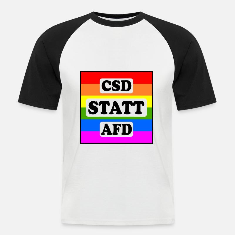 Csd statt afd - Männer Baseball-T-Shirt - Weiß/Schwarz