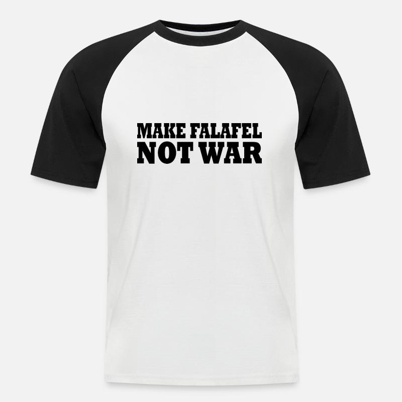 Make falafel not war - Männer Baseball-T-Shirt - Weiß/Schwarz