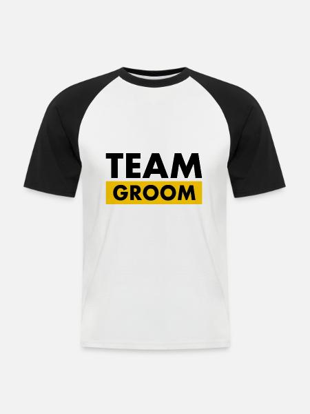 Team groom - Männer Baseball-T-Shirt - Weiß/Schwarz