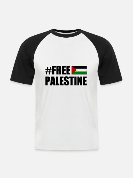 Free palestine - Men's Baseball T-Shirt - white/black