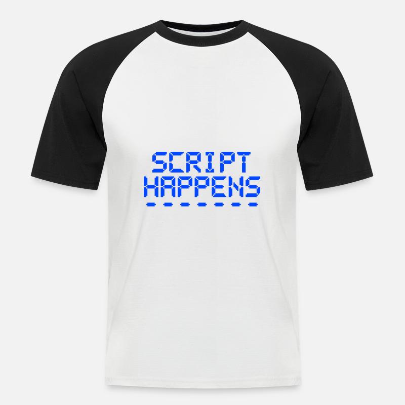 Computerprogrammierskript passiert Programmierer - Männer Baseball-T-Shirt - Weiß/Schwarz