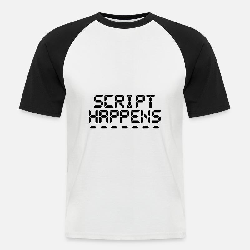 Computerprogrammierskript passiert Programmierer - Männer Baseball-T-Shirt - Weiß/Schwarz