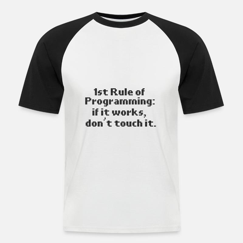 La prima regola della programmazione informatica se non funziona - Maglia da baseball a manica corta da uomo - bianco/nero