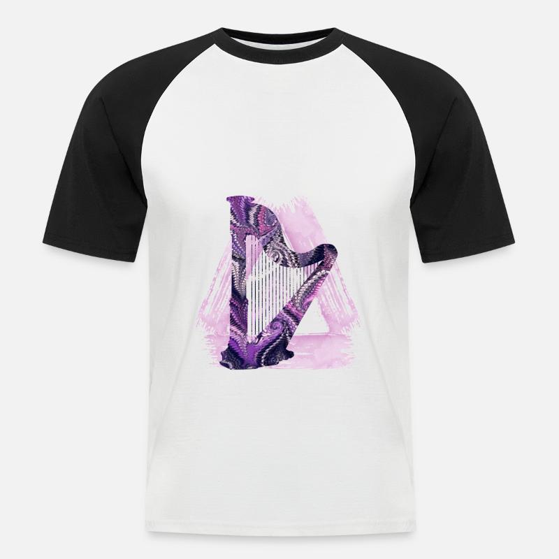 harfe e 75 - Männer Baseball-T-Shirt - Weiß/Schwarz