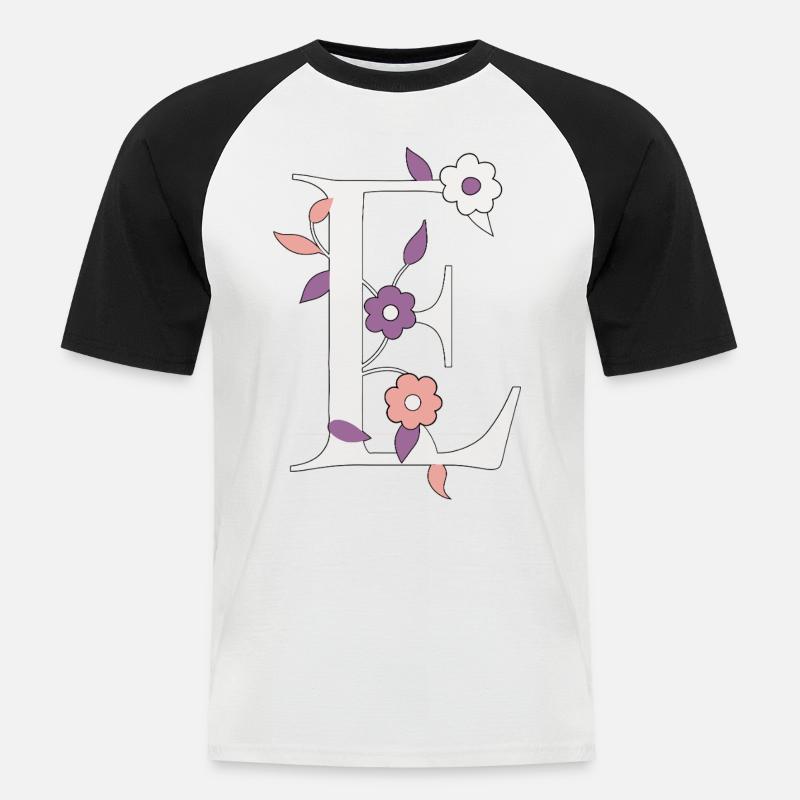 Buchstabe E Monogramm Retro - Männer Baseball-T-Shirt - Weiß/Schwarz