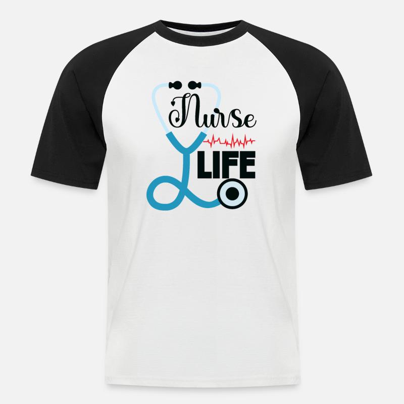 Krankenschwester Leben - Männer Baseball-T-Shirt - Weiß/Schwarz